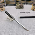 Ancient Chinese Hair Decoration Knife Hidden Sword Ebony Hairpin-2