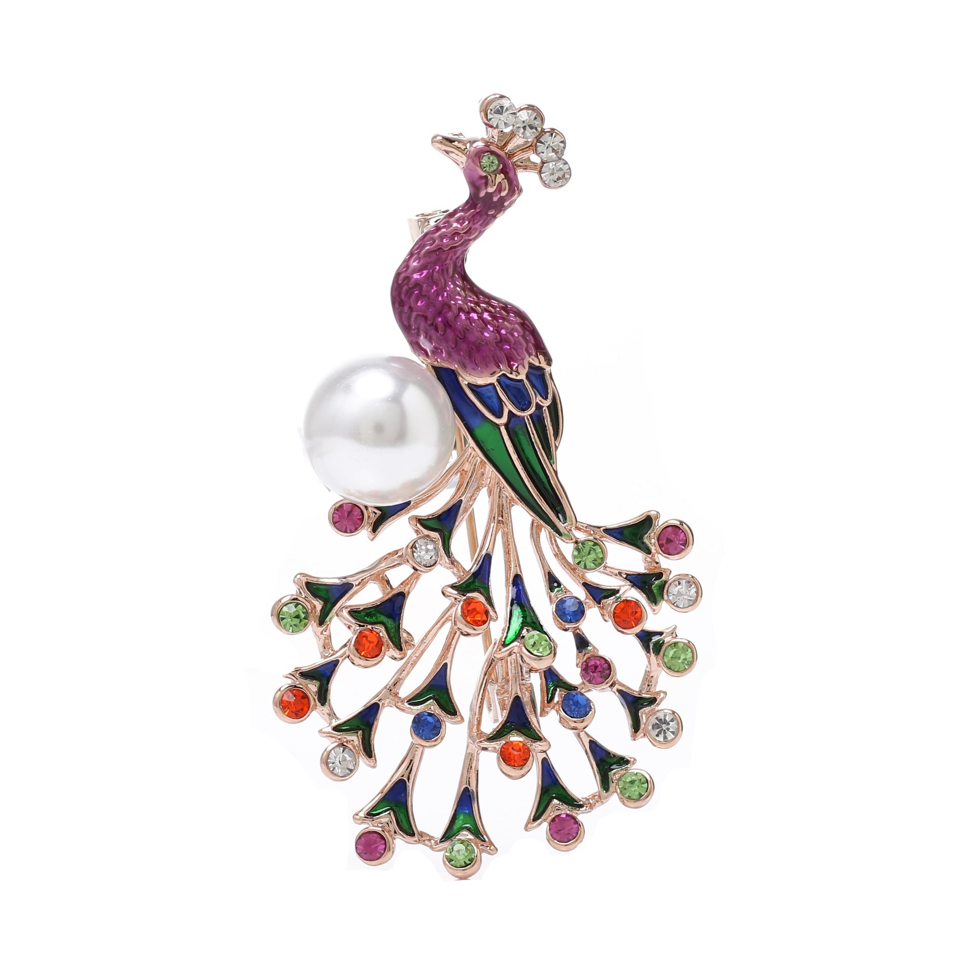 New Peacock Brooch Female Animal Enamel Color Dripping Rhinestone Brooch