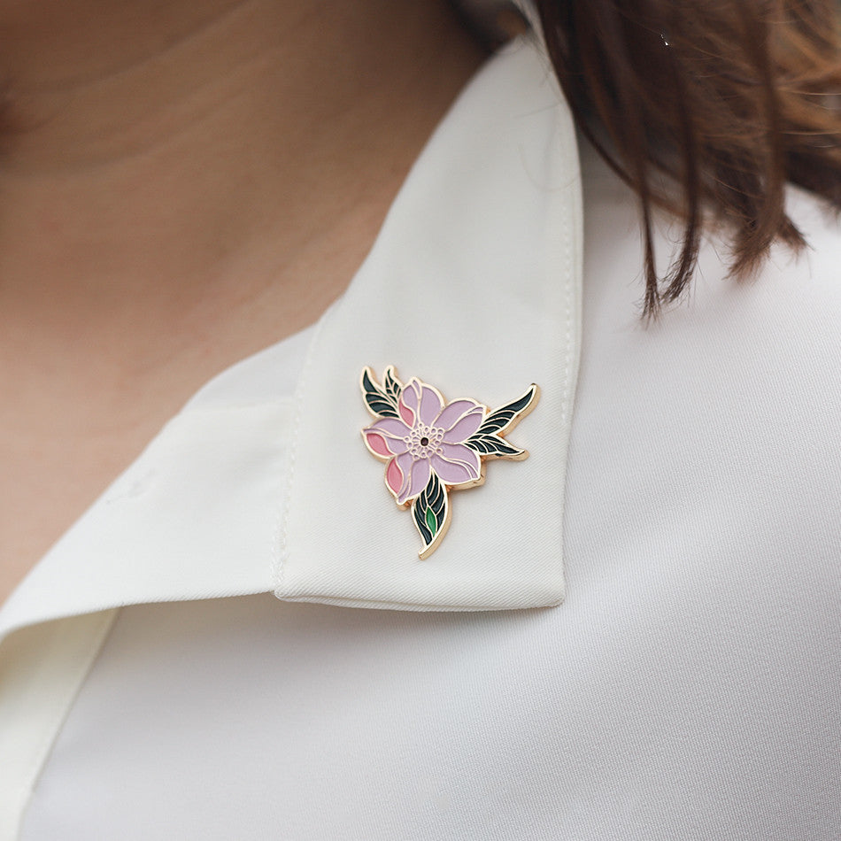 National Style Small Fresh Enamel Simple Brooch Personality Cherry Blossom Brooch