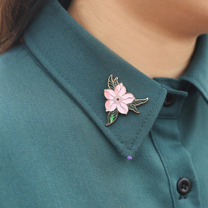 National Style Small Fresh Enamel Simple Brooch Personality Cherry Blossom Brooch