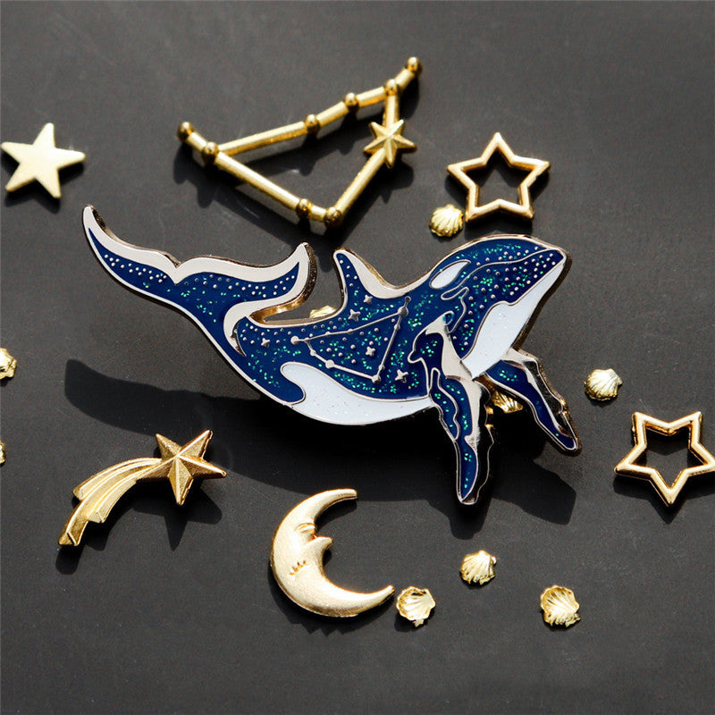 Orca Metal Badge Emaille Brosche Wenchuang Capricorn Constellation Geschenk