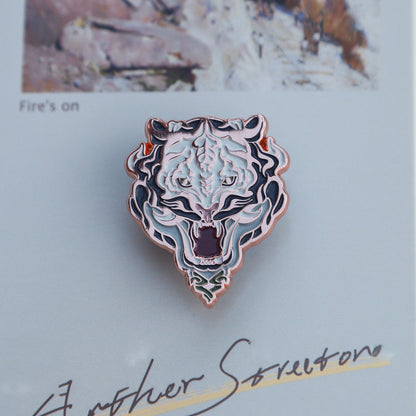 White Tiger Metal Brooch Original Design Pin