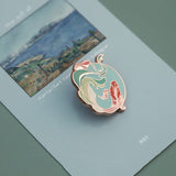 National Style Original Enamel Koi Couple Metal Brooch