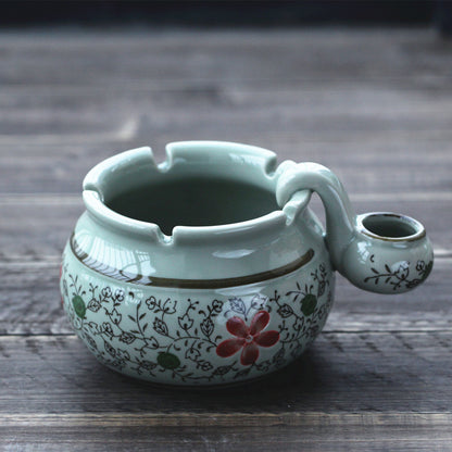 Qixi Underglaze Hand-Painted Blue And White Ceramic Ashtray