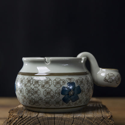 Qixi Underglaze Hand-Painted Blue And White Ceramic Ashtray