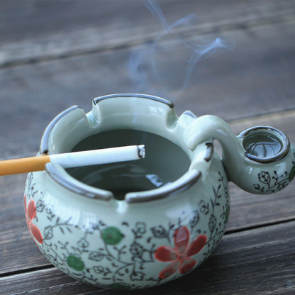 Qixi Underglaze Hand-Painted Blue And White Ceramic Ashtray