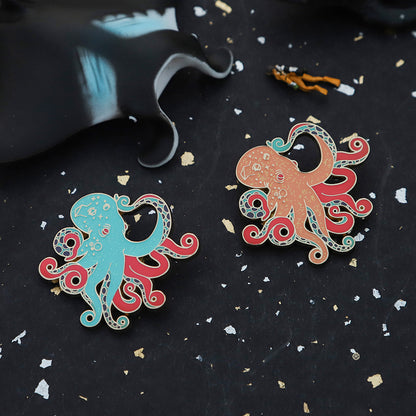 Octopus Metal Couple Brooch