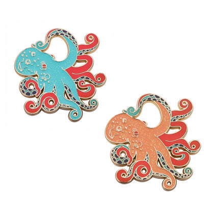 Oktopus Metallpaar Brosche