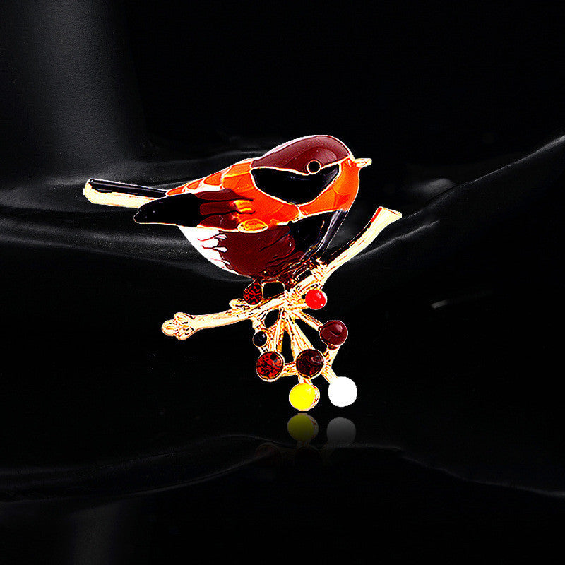 Fashion Brooch  with Diamonds and Dripping Oil Lark Brooch