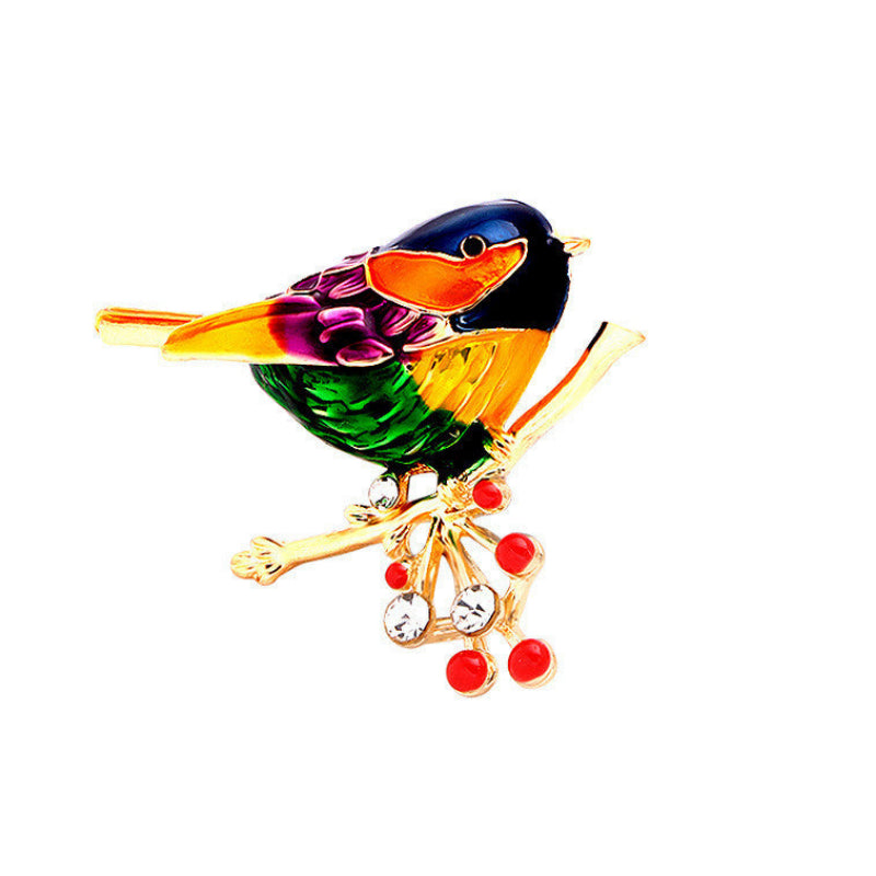 Fashion Brooch  with Diamonds and Dripping Oil Lark Brooch