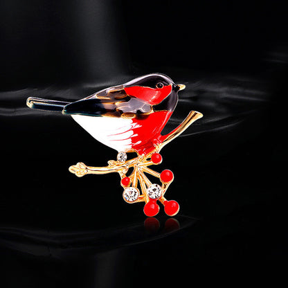 Fashion Brooch  with Diamonds and Dripping Oil Lark Brooch