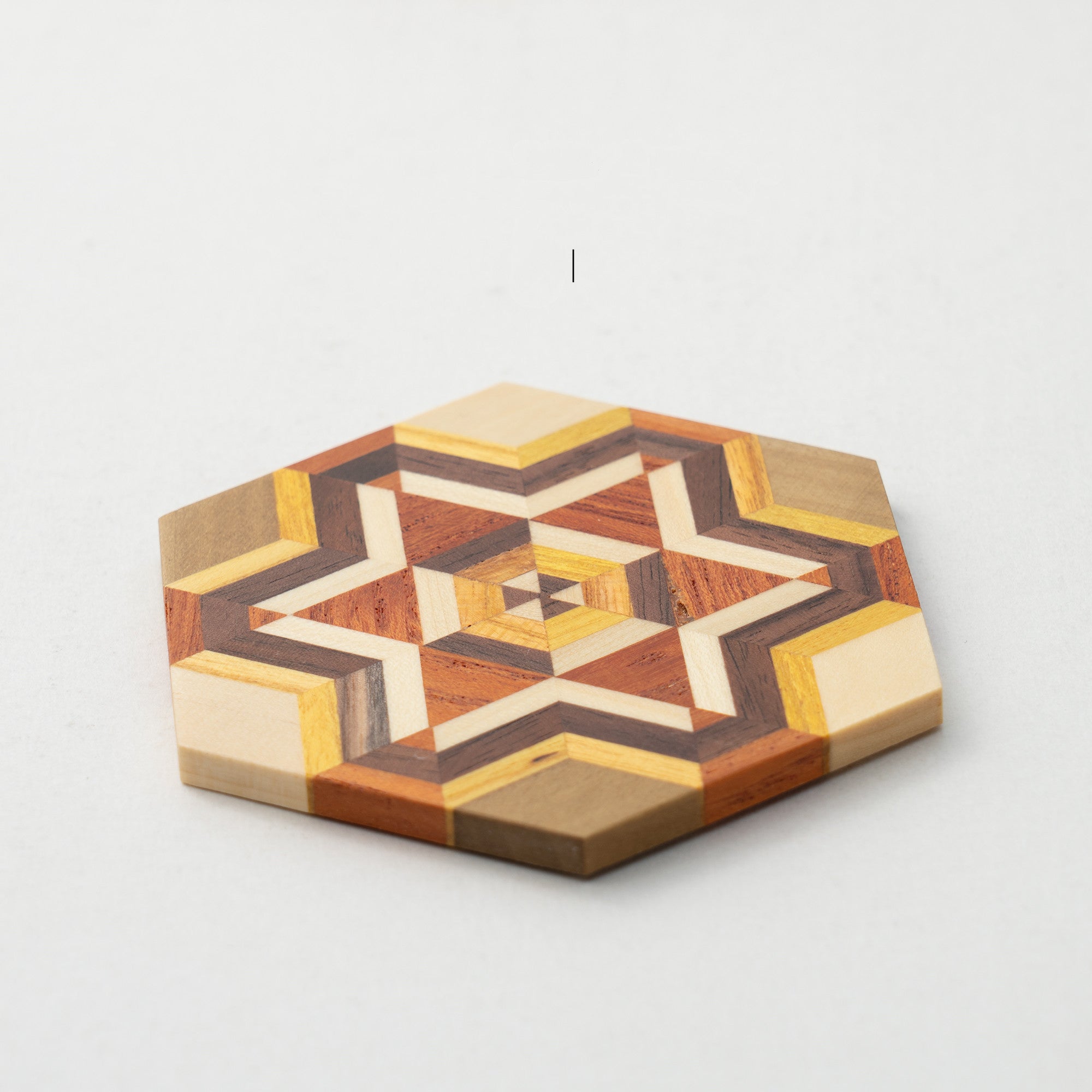 Natural Solid Wood Hexagonal Household Retro Coaster Saucer