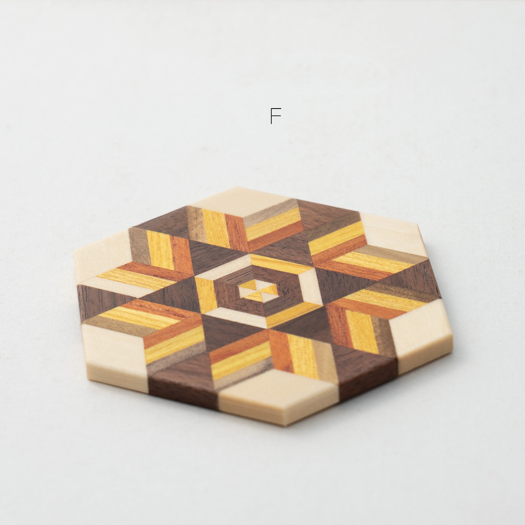 Natural Solid Wood Hexagonal Household Retro Coaster Saucer