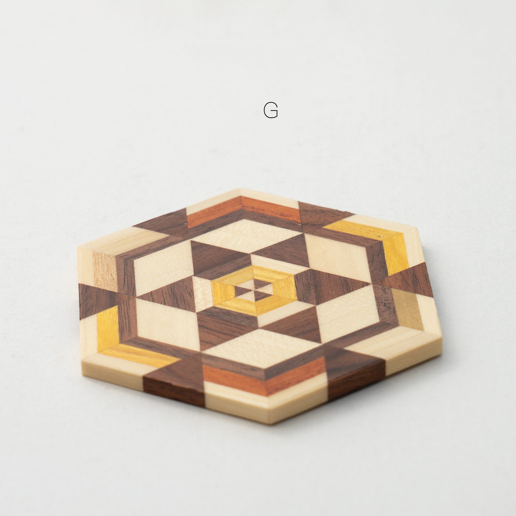 Natural Solid Wood Hexagonal Household Retro Coaster Saucer