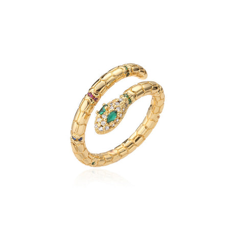 Mode Goldfarbe Schlangenring für Frauen Mädchen Verstellbarer exquisites glänzendes kubisches Zirkonia Finger Ring Hochzeit Schmuck Geschenk