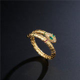Mode Goldfarbe Schlangenring für Frauen Mädchen Verstellbarer exquisites glänzendes kubisches Zirkonia Finger Ring Hochzeit Schmuck Geschenk