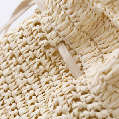 College Style Handmade Crocheted Backpack Straw Woven Bag Leisure Female Bag