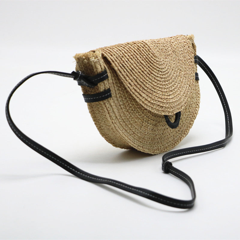 New Style Straw Woven Bag Shoulder Messenger Bag Saddle Bag Raffia