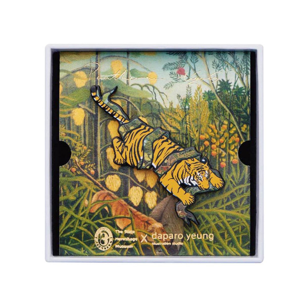 Tiger Brooch Canvas Bag Hermitage Famous Painting Art Enamel Couple Jewelry