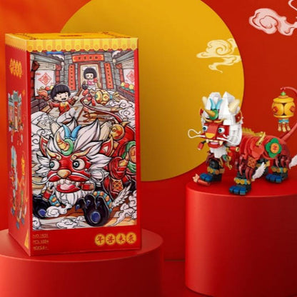 Chinese New Year Gift Festive Nian Beast Building Blocks Ornament-2