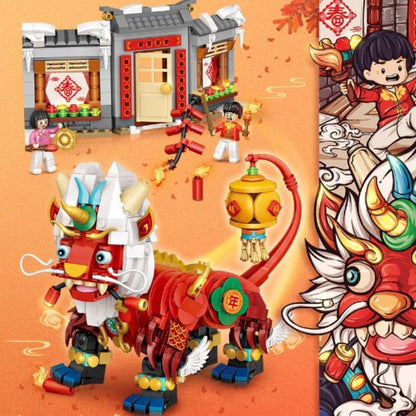 Chinese New Year Gift Festive Nian Beast Building Blocks Ornament-4