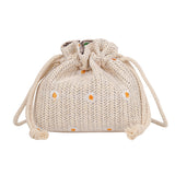 Xiaobao New Summer Foreign Style Embroidery Xiaozou Ju Single Shoulder Straddle Straw Bucket Bag Wholesale