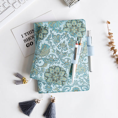 Flying Blue Flower Series Tasseled Bookmark Notebook-2