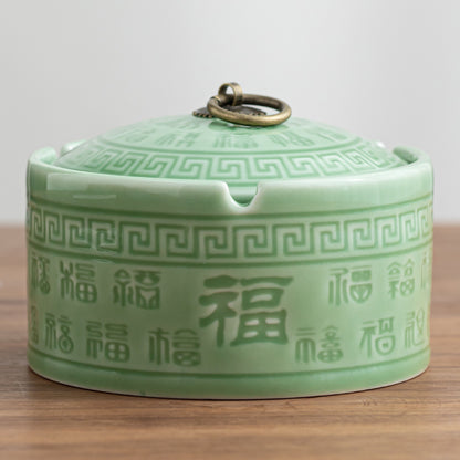 Ceramic Chinese-style Ashtray For Household Use