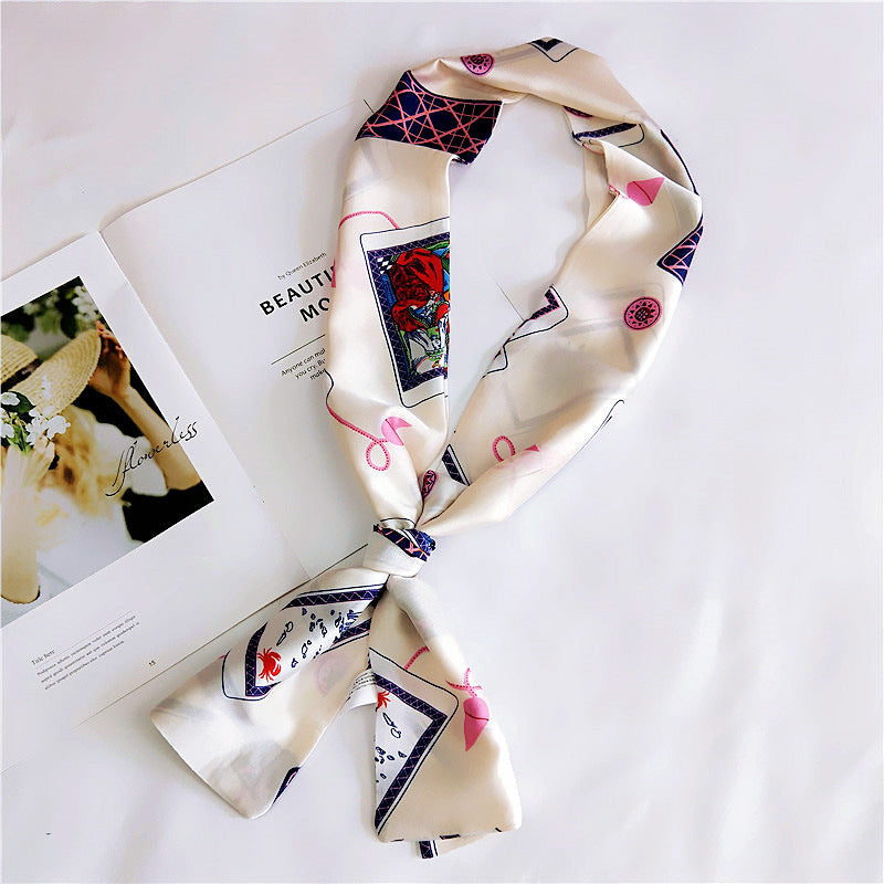 Women's Silk Scarf Long Spring and Autumn Double-sided Dual-use Scarf