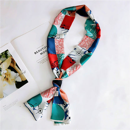 Women's Silk Scarf Long Spring and Autumn Double-sided Dual-use Scarf