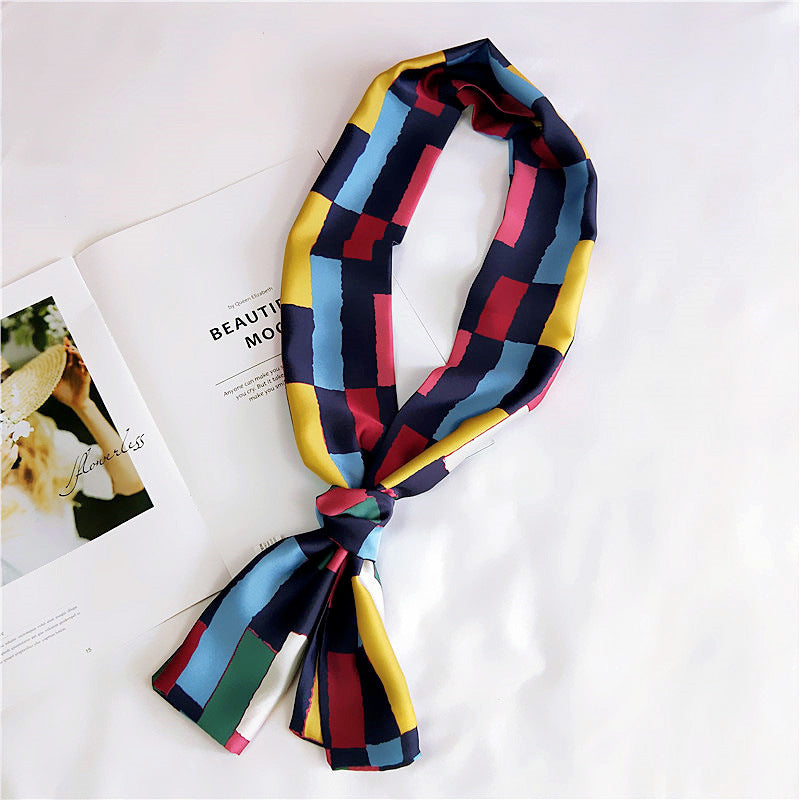 Women's Silk Scarf Long Spring and Autumn Double-sided Dual-use Scarf