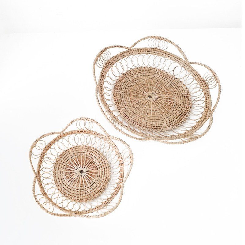 Rattan Woven Coaster Hand-Woven Potholder Bamboo Woven Cup Tea Coaster Photo Tableware