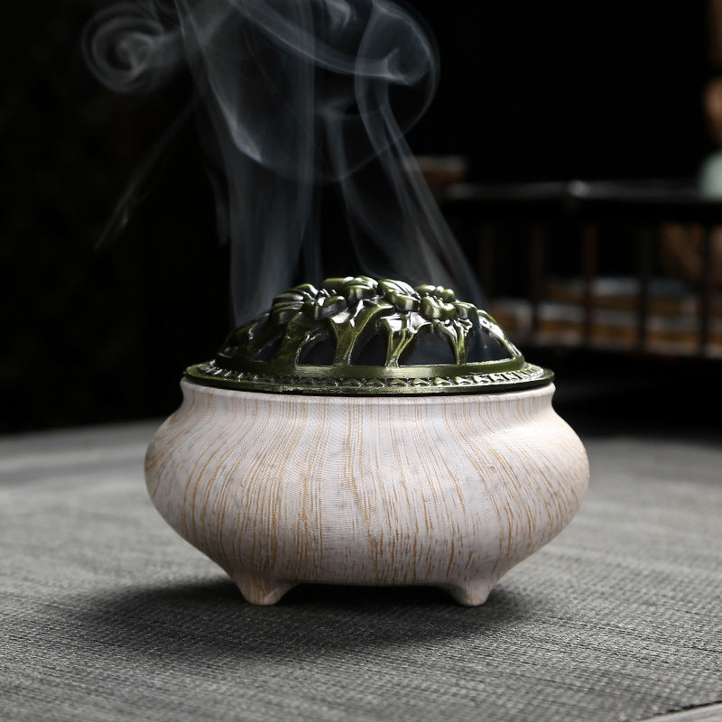 Home Fashion Decoration Marbleized Pattern Ceramic Incense Burner-2