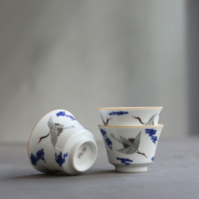 Blue And White Porcelain Ink And Blue Clouds Straight Up Kung Fu Tea Cup