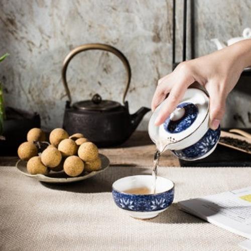 Chinese Kung Fu Tea Blue and White Porcelain Portable Tea Set-4