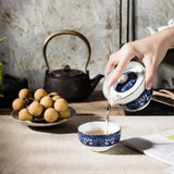 Chinese Kung Fu Tea Blue and White Porcelain Portable Tea Set-4