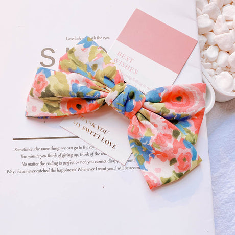 Girl Fabric Printing Bow Hairpin Duck Beak Top Edge Hairpin