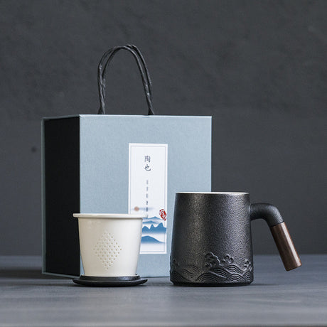 Vatertagsgeschenk Keramikmarke Tasse mit Filternetz mit Deckelabteilung Teetasse