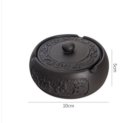 Purple Sand With Cover Household Ashtray Chinese Style Small Ceramic Fashion Ashtray Creative Personality Living Room Hotel Ashtray