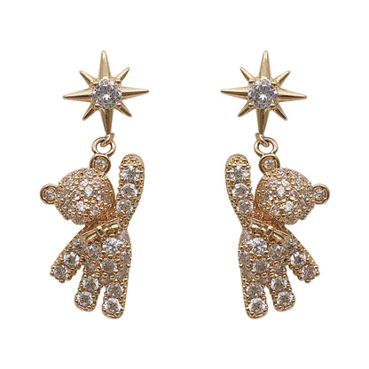 Five-pointed Star Cute Bear Earrings Earrings Women