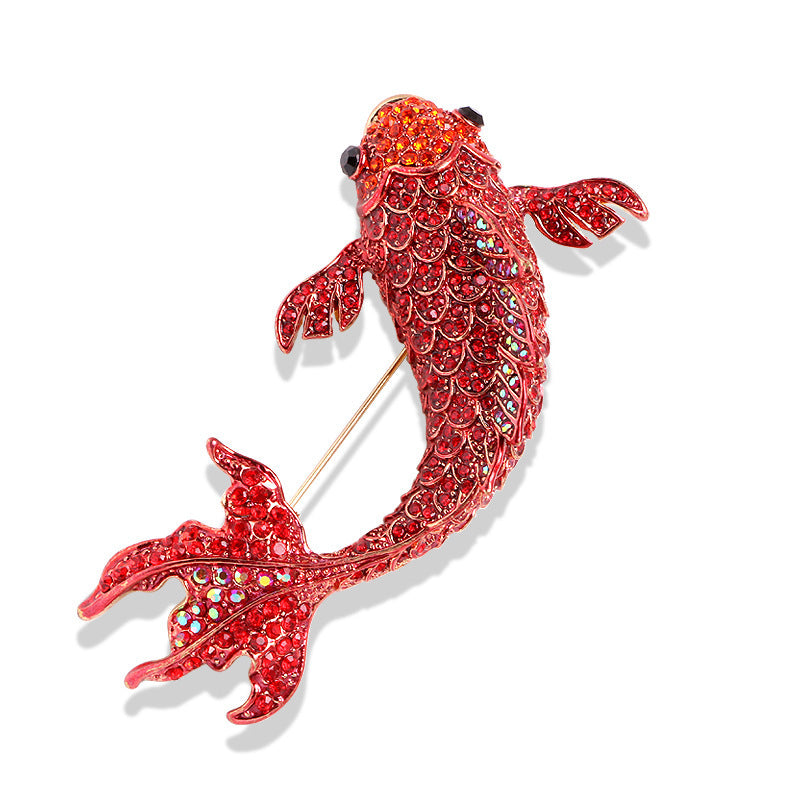 Roter Koi -Strass -Brosche Pin