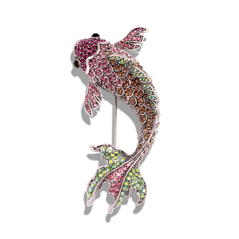 Red Koi Rhinestone Brooch Pin