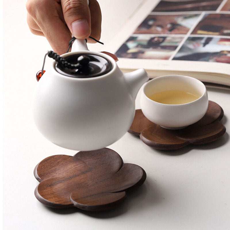 Black Walnut Coaster Solid Wood Creative Petal Cushion