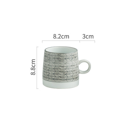 Retro Coffee Cup Ceramic Cup Garden Tea Cup Water Cup Embossed Stoneware Mug Couple Cup