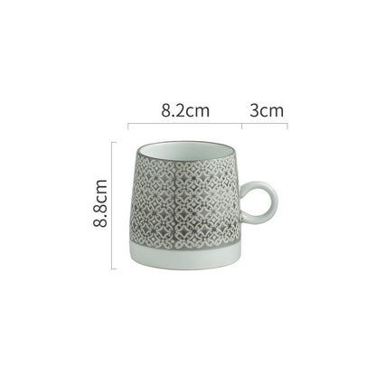 Retro Coffee Cup Ceramic Cup Garden Tea Cup Water Cup Embossed Stoneware Mug Couple Cup