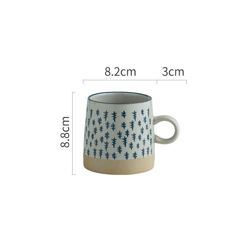 Retro Coffee Cup Ceramic Cup Garden Tea Cup Water Cup Embossed Stoneware Mug Couple Cup