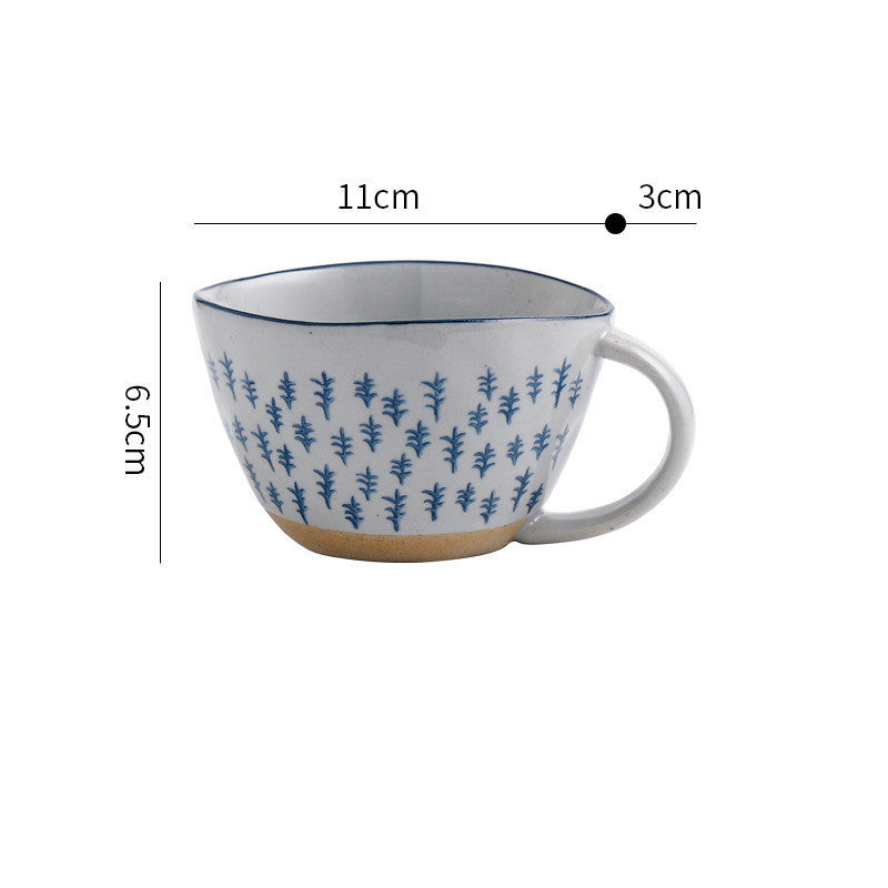 Retro Coffee Cup Ceramic Cup Garden Tea Cup Water Cup Embossed Stoneware Mug Couple Cup