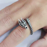 Personalized Retro Domineering Dragon Ring Ring