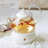 Flower Teapot Candle Heating Fruit Teapot Set Heat-resistant Glass Afternoon Tea Flower And Fruit Teapot