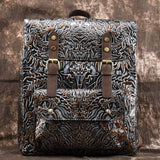 ETHNIC STYLE HAND-Embossed Leder Rucksack vertikaler lässiger lässig